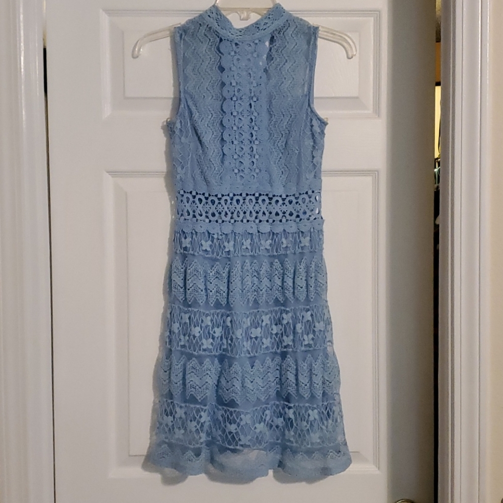 Light blue lacey crocheted dress👗
